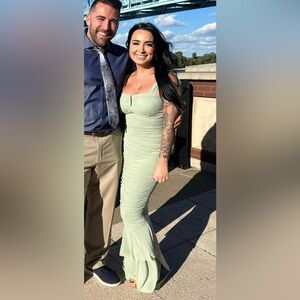 Sage Green Ruched Dress